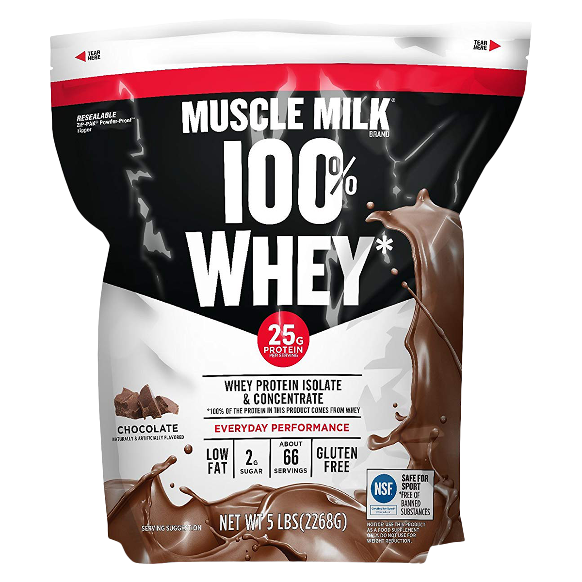 Muscle Milk Protein Drink Whey Protein Chocolate 5lb Bag 4/Ca